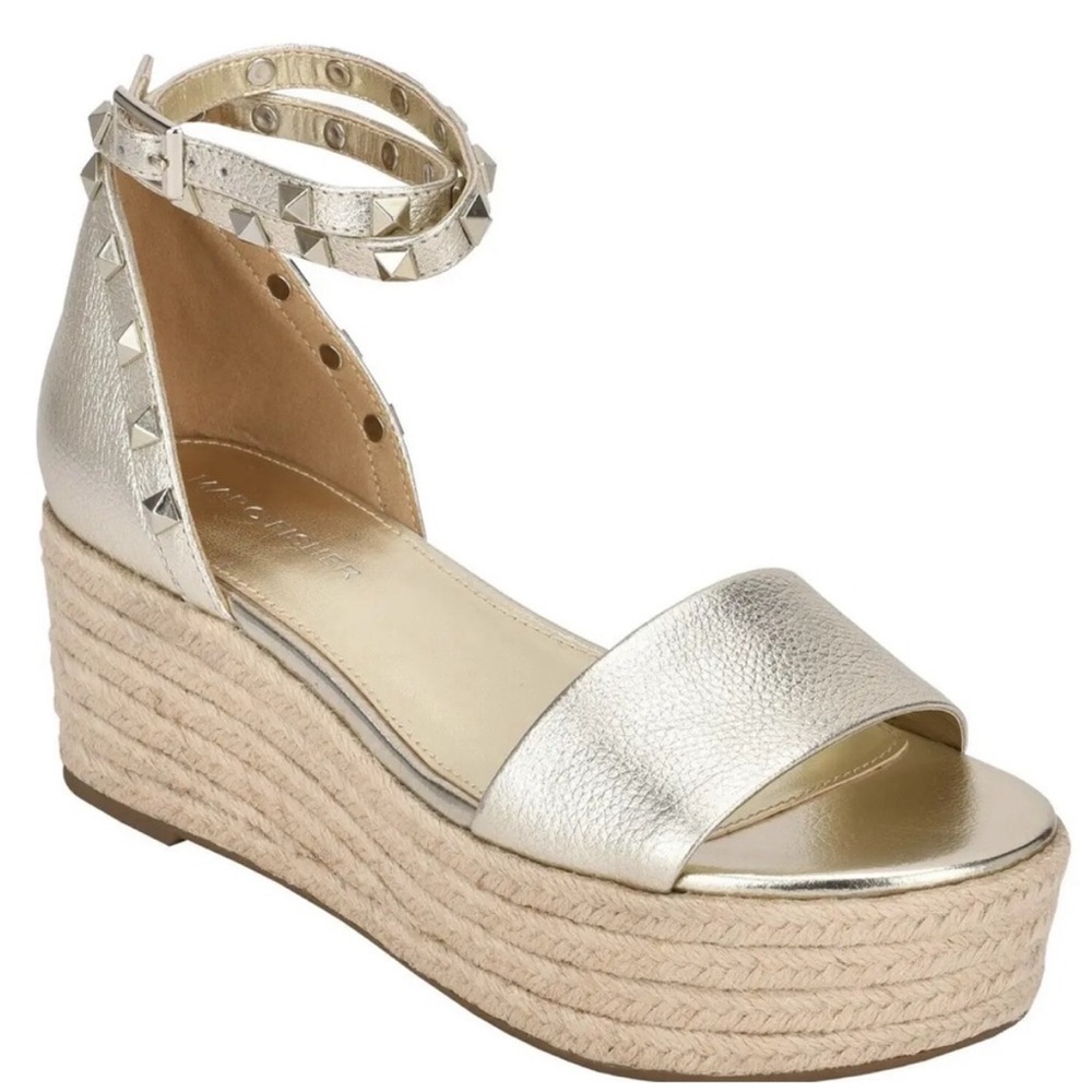 Marc Fisher Gold Studded Platform Espadrilles